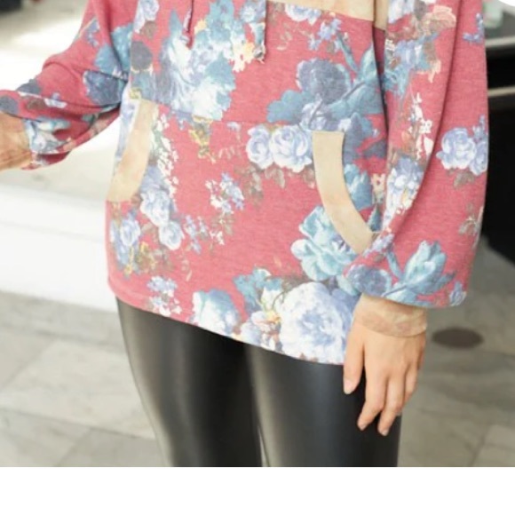 NEW! Women’s Boutique “Secret Garden” Rust Body Tie Dye & Floral Print Hoodie M - Picture 3 of 8